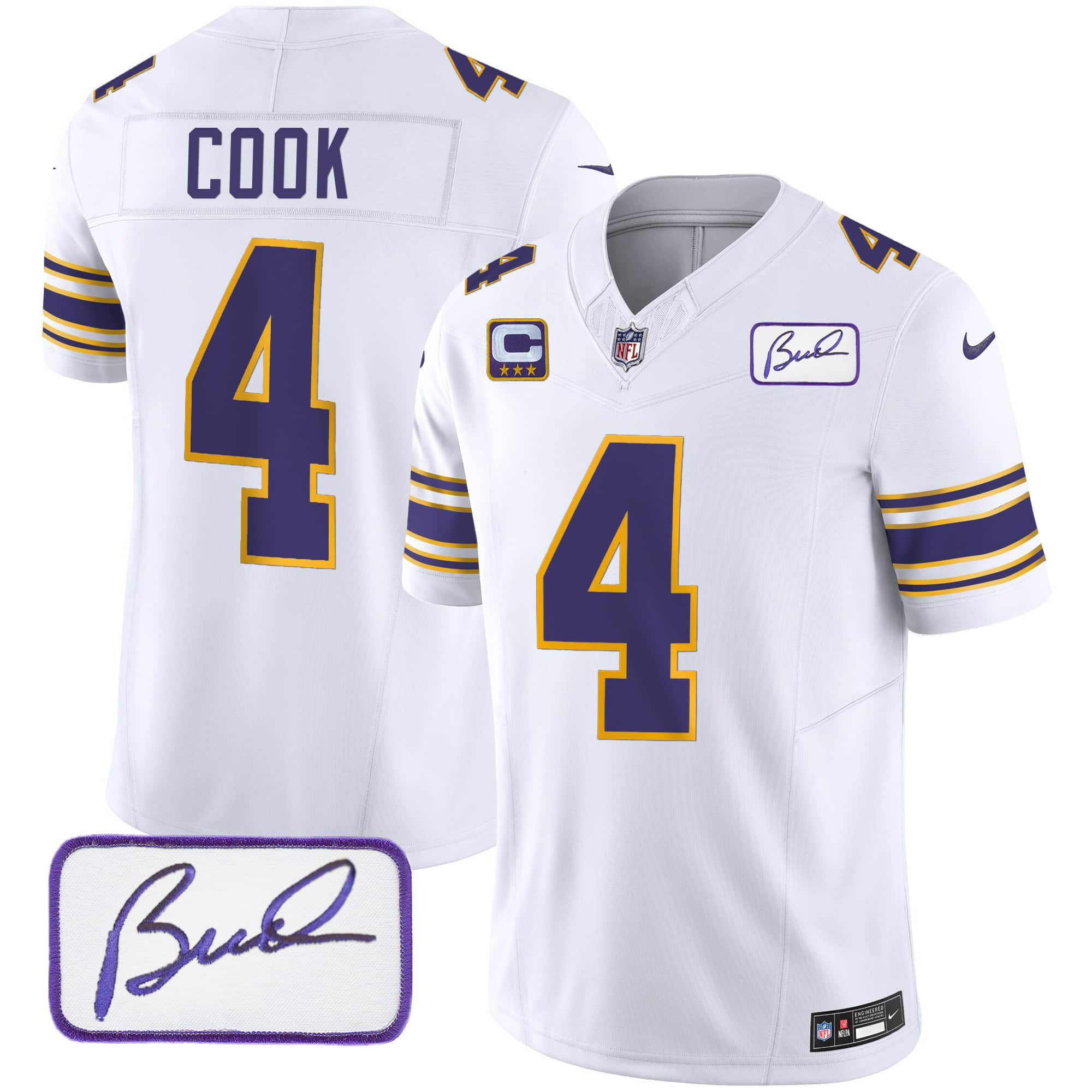 Men Minnesota Vikings #4 Cook White 2024 Nike Bud Grant Patch Classic Limited NFL Jersey->indianapolis colts->NFL Jersey